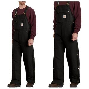 Carhartt Men’s Firm Duck Bib Overalls Utility Black Size 46 X 30